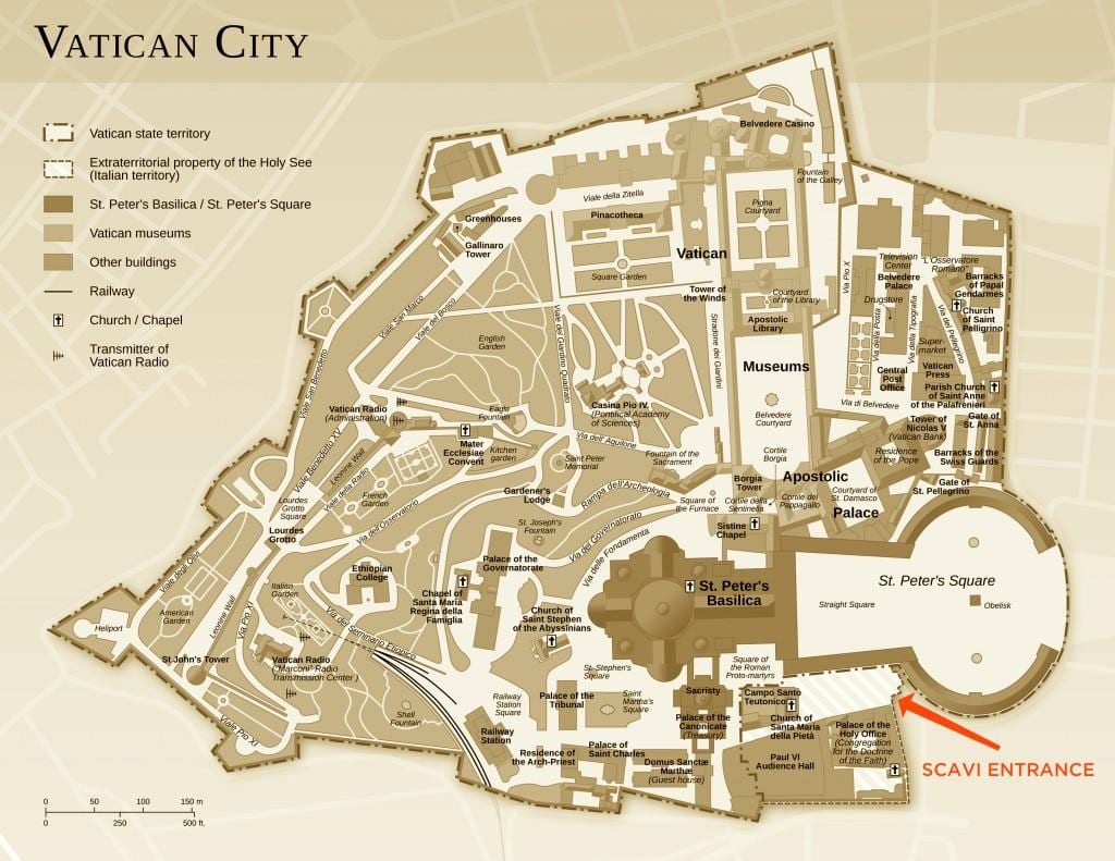 Mapa de l'oficina d'excavacions a la ciutat del Vaticà